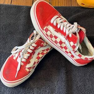 Vans Red and White Checkered Sneakers